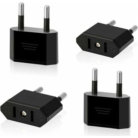 Lot de 4 Prises de Voyage US vers EU Prise USA vers 2 Broches Euro / Allemagne Prise Amérique / Canada / Mexique Prise de convertisseur Adaptateur pour appareils avec Alimentation US (Noir), HA