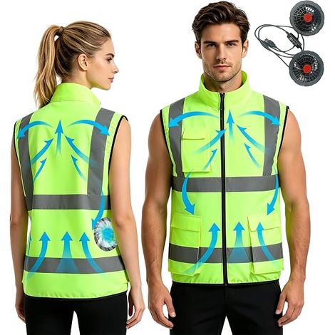 Gilet rafraîchissant électrique avec 2 ventilateurs pour l'été, temps chaud, vêtement rafraîchissant respirant pour homme et femme (M (1/5)