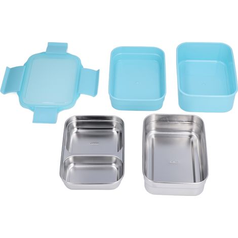 Boîte-repas électrique en acier inoxydable 304 à double couche isolante avec compartiments, idéale pour bureau, école et voyages