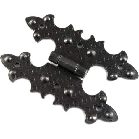 CONFEZIONE DA 1 PEZZO - CERNIERA RUSTICAPIANA IN FERRO MARTELLATO 92x55MM - COLORE NERO
