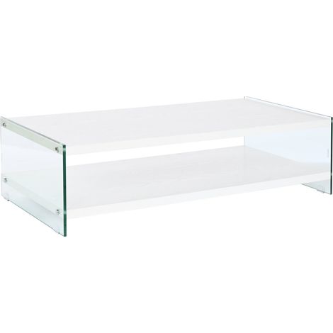 Table Café Verre Mdf 130X65X35,5 Tempéré Blanc (1/5)