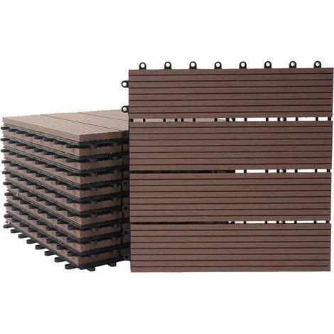 [NON UTILIZZATO] Piastrelle Premio pavimentazione da esterno Rhone T831 WPC 30x30cm 11 pezzi 1mq marrone lineare