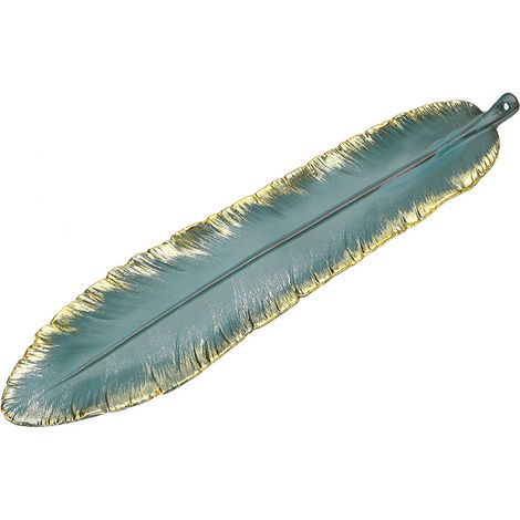 Lntyq 22.6cm Porte-Encens, Porte-Brûleur D'encens en Céramique, Support Encens en Vert, Porte-Bâton Forme des Plumes, pour Salon, Salle de Yoga, Salon de Thé et Salle de Méditation