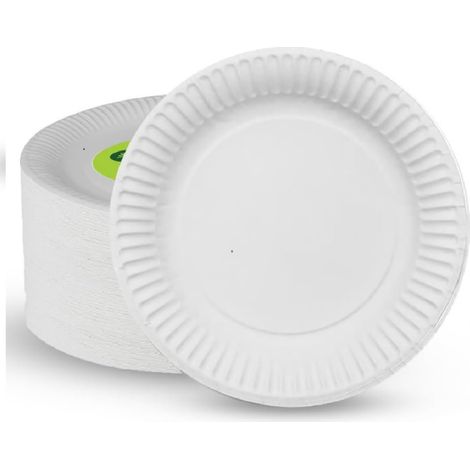 APEX Assiettes en papier jetables de 18 cm (7 pouces) - Paquet de 100 - Assiettes blanches résistantes - Assiettes de qualité supérieure (1/5)