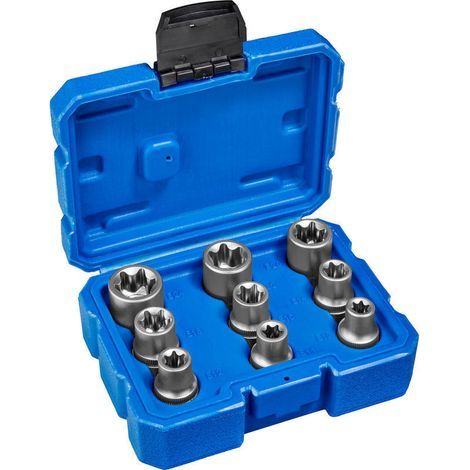 9-piece tool set with internal star-shaped hexagonal socket, made of chrome-vanadium steel. (1/4)