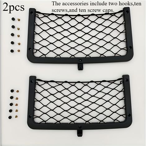 2pcs Car Seat Storage Net Bags for RV, Bus and Vehicle Seats - Black Plastic Organizer with Multipurpose Mesh Rack Suitable for Water Bottles, Snacks & Personal Items, Travel Accessories  Durable Plas (1/5)