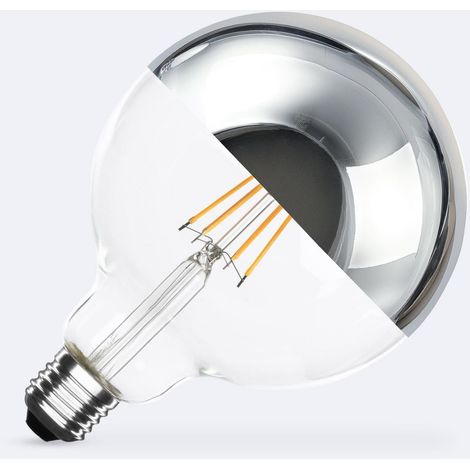 Lampadina Filamento LED E27 8W 800 lm G125 Chrome Reflect No Flicker 2200K Super Caldo