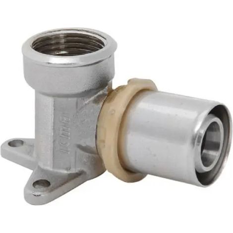 RACCORDO A PRESSARE CURVO CON FLANGIA 3 FORI 'ART. 410' 20 x 2 x 1/2 - femmina