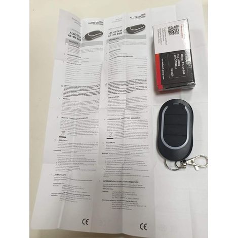 AT-4N-868 Télécommande - Émetteur manuel 4 canaux 868 MHz - Compatible avec les portes de garage Alutech - Portée jusqu'à 100 m - Préprogrammée - Facile à utiliser - Idéal pour commande de (1/2)