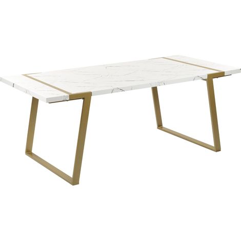 Dining Table MARTYNIKA White Marble 200 cm 90 cm