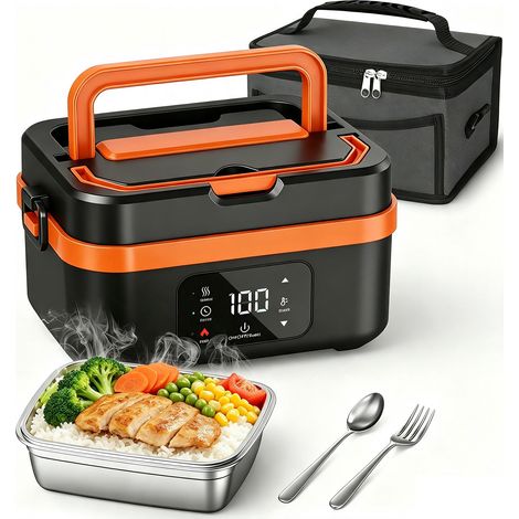 Lunch box chauffante électrique - Boîte à lunch chauffante - 1L - Chauffe-repas rechargeable - Batterie rechargeable 16 000 mAh - Pour le travail/les voyages/l'école/le bureau (1/5)