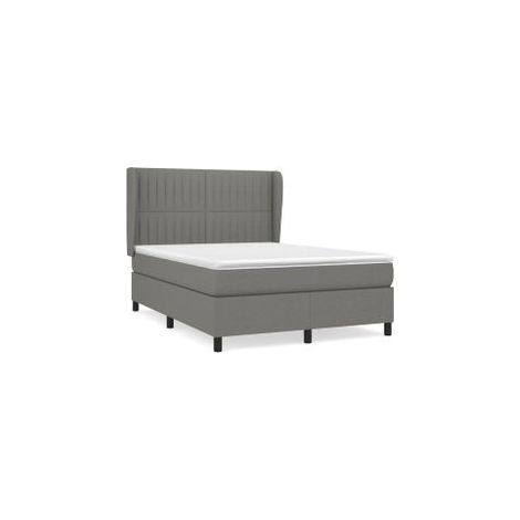 Sommier à lattes de lit avec matelas Gris foncé 140x200 Tissu (1/5)