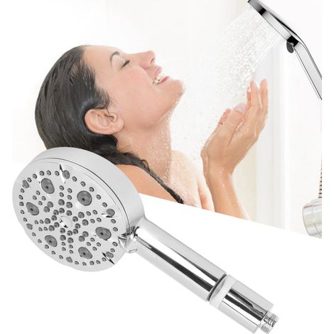 Handbrause mit 9 Funktionen, Spritzpistole und Wasserdruckverstärker Duschkopf mit 9 Funktionen und Filter (silber) (1/5)
