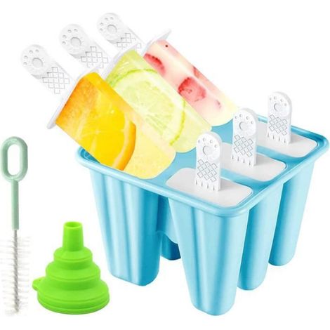 Moule À Glace Réutilisable En Silicone - 6 Pièces - Pour Bébés Enfants Et Adultes - Avec Entonnoir Et Brosse De Nettoyage (1/4)