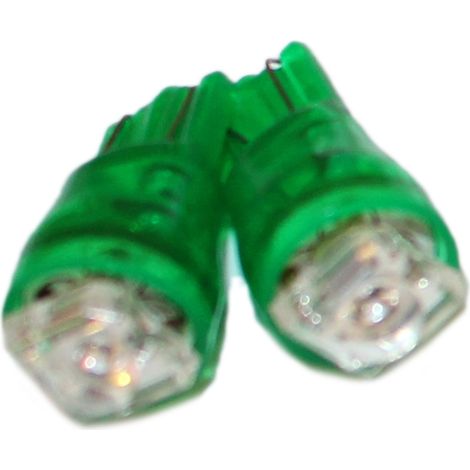Coppia 2 Lampade Led T10 Con 1 Led F5 Flux Colore Verde Green 12V 0,2W