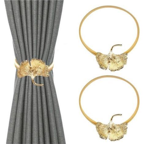 2 Adjustable Spring Cord Metal Curtain Tiebacks (1/5)