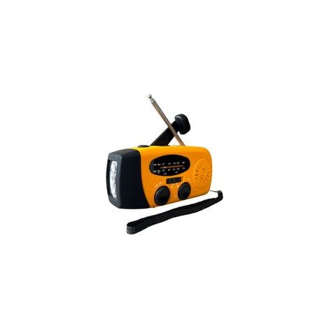 Radio d'urgence portable à énergie solaire et à manivelle, avec lampe de secours, batterie 2000 mAh, Orange (1/5)