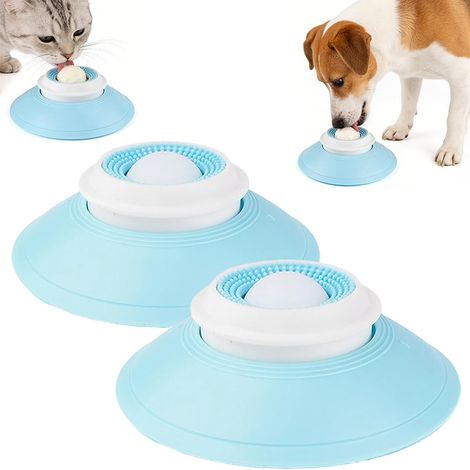 Lot de 2 Gamelle à lécher pour chiens et chats, jouet à lécher, balle à lécher, gamelle antidérapante, distributeur de croquettes anti-anxiété, convient à tous les chiens et chats, blanc (1/5)