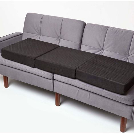 HOMESCAPES Velours Sofa-Auflage für 3-Sitzer 150 x 50 cm - langes Sitzkissen schwarz (1/4)