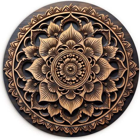 LE TABLEAU Mandala - Bois - Fleurs - Marron Tableau Décoration Murale 30x30 cm (1/5)