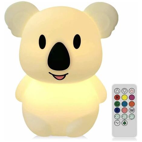 Veilleuse LED - Veilleuse en silicone rechargeable par USB,2 modes différents et 8 couleurs variables,télécommandée et tactile (Koala) (1/5)
