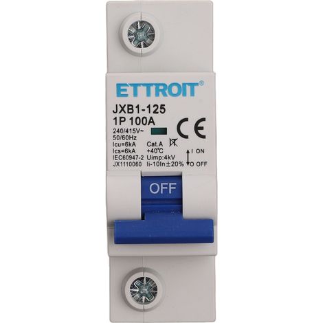 ETTROIT JX1110060 INTERRUTTORE MAGNETOTERMICO 1P 100A 6KA 220V 1 MODULO GUIDA DIN (1/3)