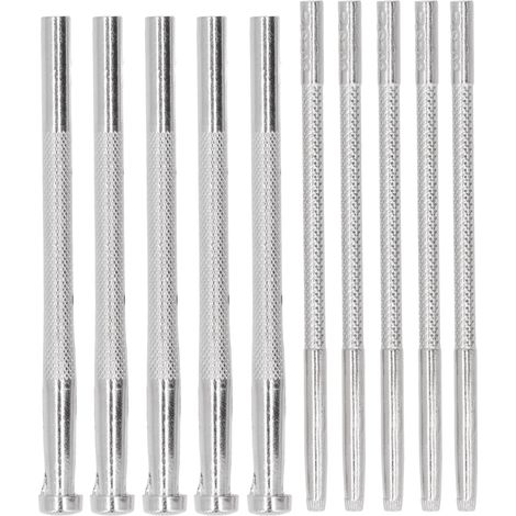 Lot de 10 outils d'impression sur cuir : 5 pièces 8x9,5 mm + 5 pièces 3,8 mm, poinçons en acier allié avec manche antidérapant pour travail du cuir (1/5)