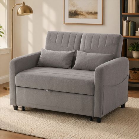 Sofá cama convertible 2 plazas 114x77x82,5 cm gris, ahorro de espacio FloraGrace (1/5)