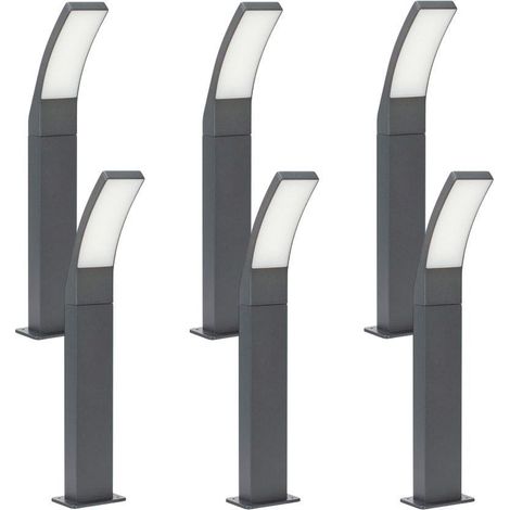 Arum Lighting – Lot de 6 bornes d'extérieur 12W – 1260 lumens – IP44 – Hauteur 60 cm – Aluminium gris anthracite – Éclairage LED instantané