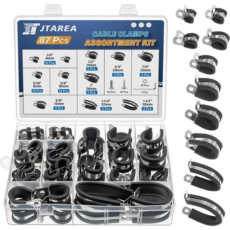 10Tailles Serre-Câbles P Clips de Serrage en Caoutchouc Set 6mm 8mm 10mm 14mm 16mm 20mm 22mm 26mm 32mm 38mm Colliers de Fixation de Tubes P-Clips (1/5)