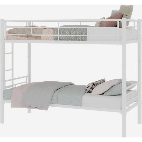 Lit superposé en métal, taille 90190 cm, adapté aux enfants, garçons et filles, avec échelle et garde-corps. Structure métallique robuste, convertible en 2 lits simples, aucun sommier à ressorts requi