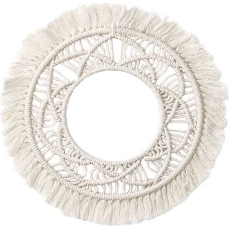 Round Macrame Wall Decor Boho Woven Art Decorations for Bedroom
