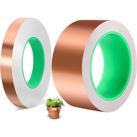 (40 mm x 20 m + 10 mm x 20 m)Deux rouleaux de ruban en feuille de cuivre , ruban en feuille de cuivre conducteur double face, utilisé pour la mise à la terre (1/5)