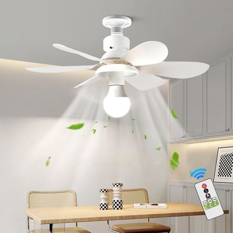 Ventilateur Plafond Avec Lumiere Et Télécommande, Petit Plafonnier Silencieux 3 Vitesses (ampoule non incluse) (1/5)