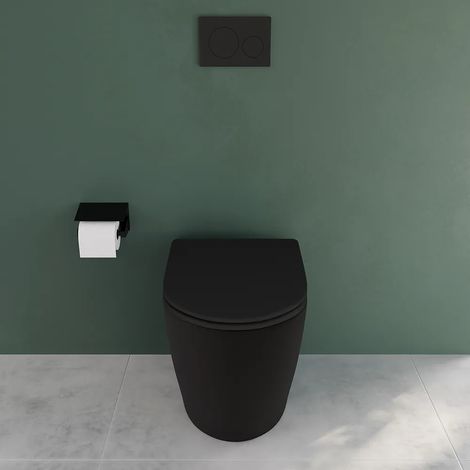 WC encastré sans rebord en céramique noire mate avec abattant Soft-close Mod. Europa Small (1/4)