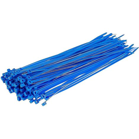 Lange, robuste silberne Kabelbinder, 370 mm x 4,8 mm, 100er-Packung, aus hochwertigem Nylon, 300 mm x 3,6 mm Reißverschluss, blau