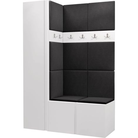 Meuble d'entrée Pinis IX, Blanc, 186x124x46cm, Tissu, Stratifié, Murale, À poser