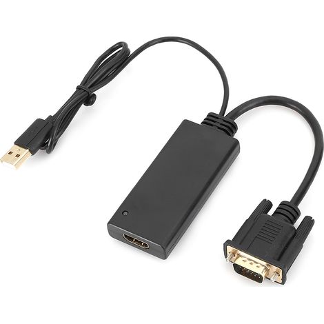 Convertisseur VGA vers HDMI USB noir en ABS avec commutateur audio pour ordinateur PC portable DVD (1/5)