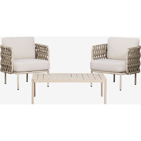 SKLUM Gartenset mit 2 Sesseln aus geflochtenem Seil Tevary und Aluminium-Couchtisch Boleni (1/5)
