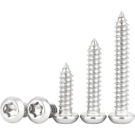 100 Pièces M5x40mm Vis Autotaraudeuse, Vis à Tête Cylindrique Torx en Acier Inoxydable, Filetage Complet, pour Fixation du Bois (1/5)