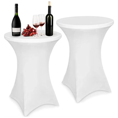 2 pièces Stretch Nappe Housse 80 x 110 cm Housse Mange Debout Extensible Housse pour Table Haute pour Tables de Bar Fêtes d'anniversaire Banquets de Mariage Décoration de la Maison (Blanc) (1/5)