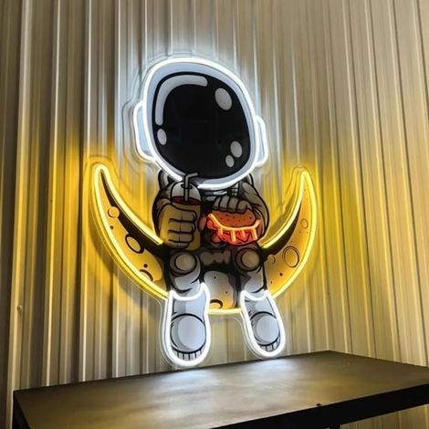Panneau lumineux LED astronaute lunaire décoration murale  Alimenté par USB impression UV sur acrylique  11,5 x 13 pouces pour chambre crèche et événements festifs (1/4)