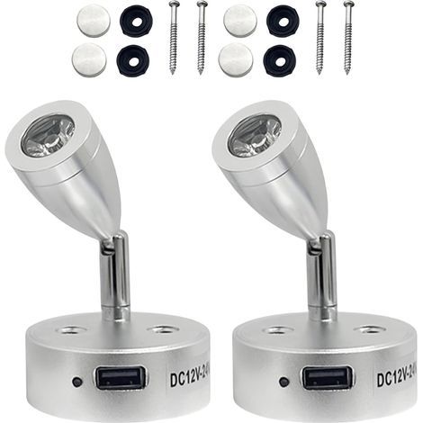 x 12V LED Lamps, Touch Switch, USB Port, 3200K Light, For Motorhome, Caravan (1/5)