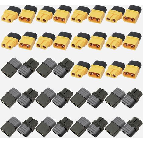 20 Pairs XT60H Connector Sleeve RC Connectors (20pcs Male + 20pcs Female) Black and Yellow