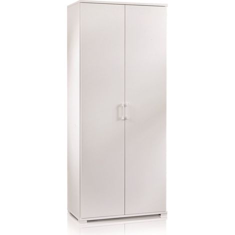 Mueble con doble puerta y cuatro estantes regulables, puertas blancas (1/3)