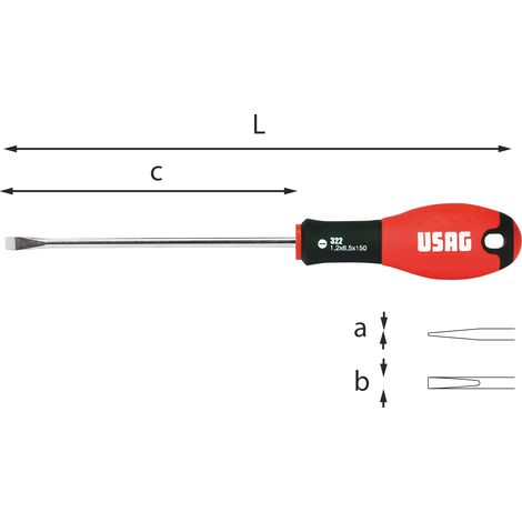 Tournevis Usag U03220025 pour vis à fente 04 x 2 x 50 mm 148 mm (1/2)