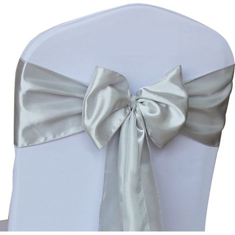 Stuhlschleifen aus Satin für Hochzeiten – silberne Zierbänder für Bankettstühle und Veranstaltungen