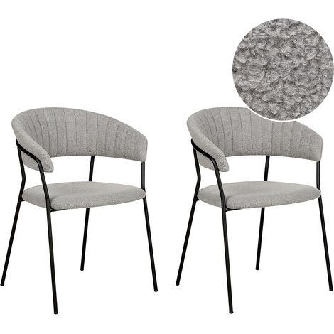 Set di 2 sedie da pranzo moderne Seduta imbottita in velluto grigio con braccioli Mariposa