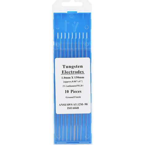 Lot de 10 électrodes en tungstène WL20, baguettes TIG professionnelles 2,0% lanthaniées, diamètre 1,0 mm, longueur 150 mm. (1/5)
