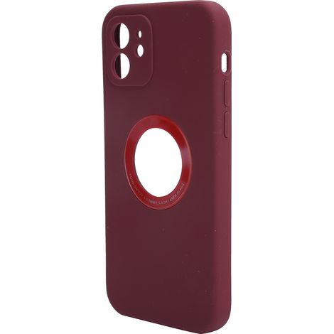 Coque de téléphone en silicone liquide à protection intégrale pour iPhone 12/12 Pro, étanche, couleur prune (1/5)